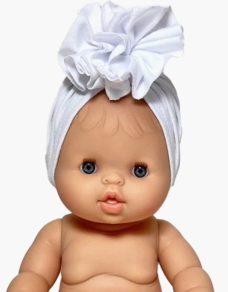 Minikane - collection d'accessoires et de vêtements pour poupées et poupons gordis 34 cm, accessoires en coton, turban fleurs blanc