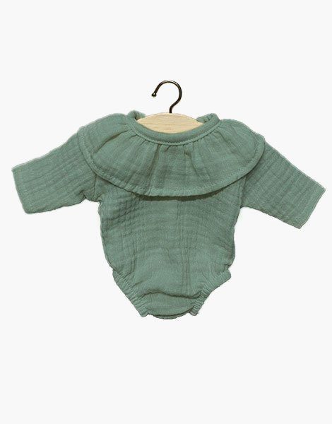 Collection Les Miniz'habits – Body Colette en coton double gaze vert amande