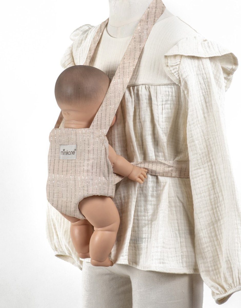 Minikane - accessoires pour poupées, porte-poupées en coton double gaze lurex beige