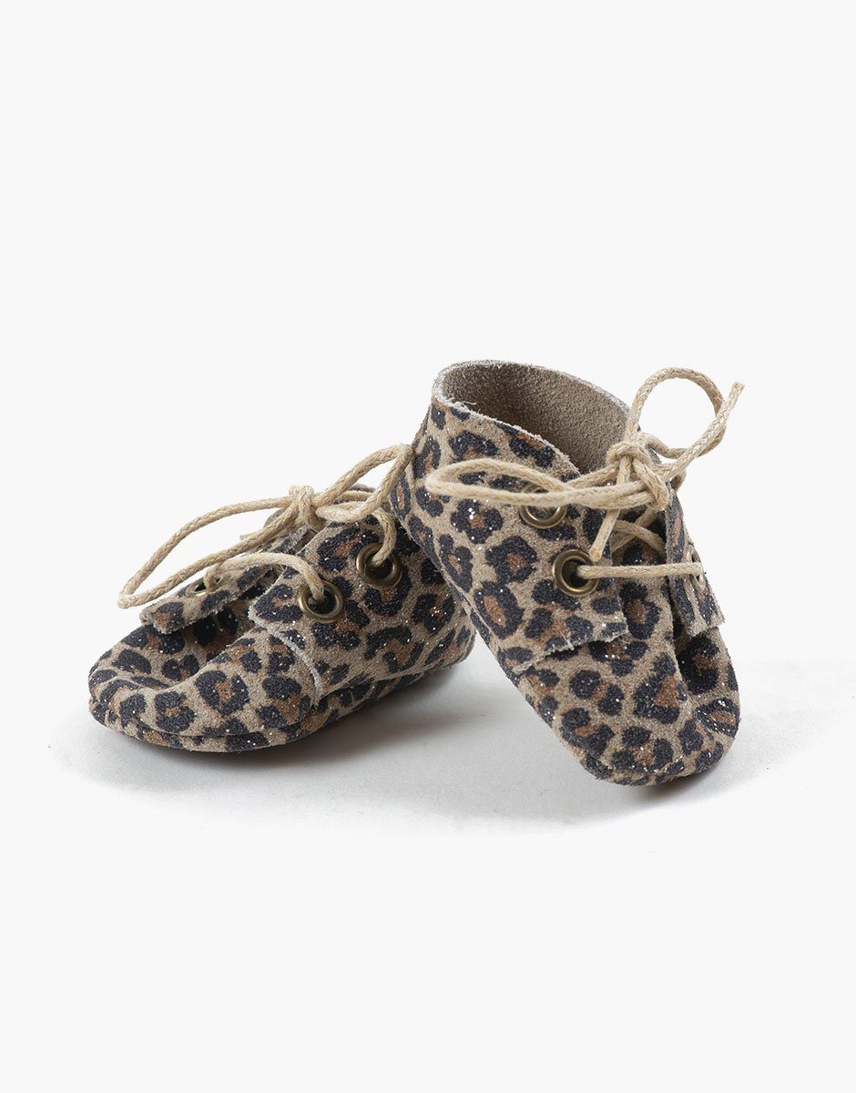 Chaussures à lacet en cuir Léopard
