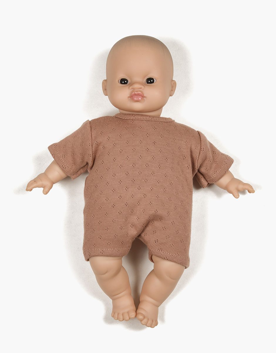 Babies – Body shorty en coton pointillé cassonade