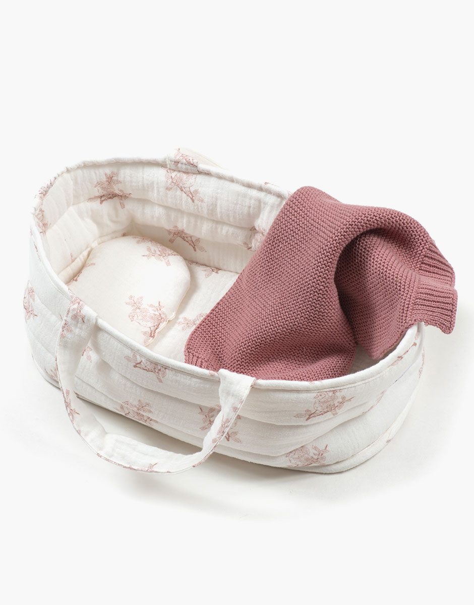 Babies – Couffin et son oreiller en toile de jouy Marie avec couverture blush