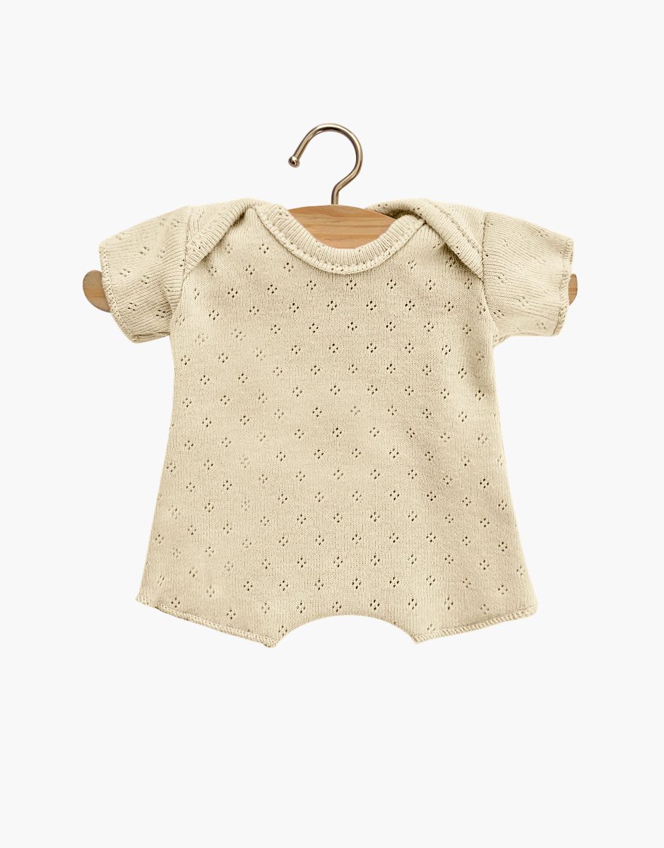 Babies – Body shorty en coton pointillé lin (emmanchure américaine)