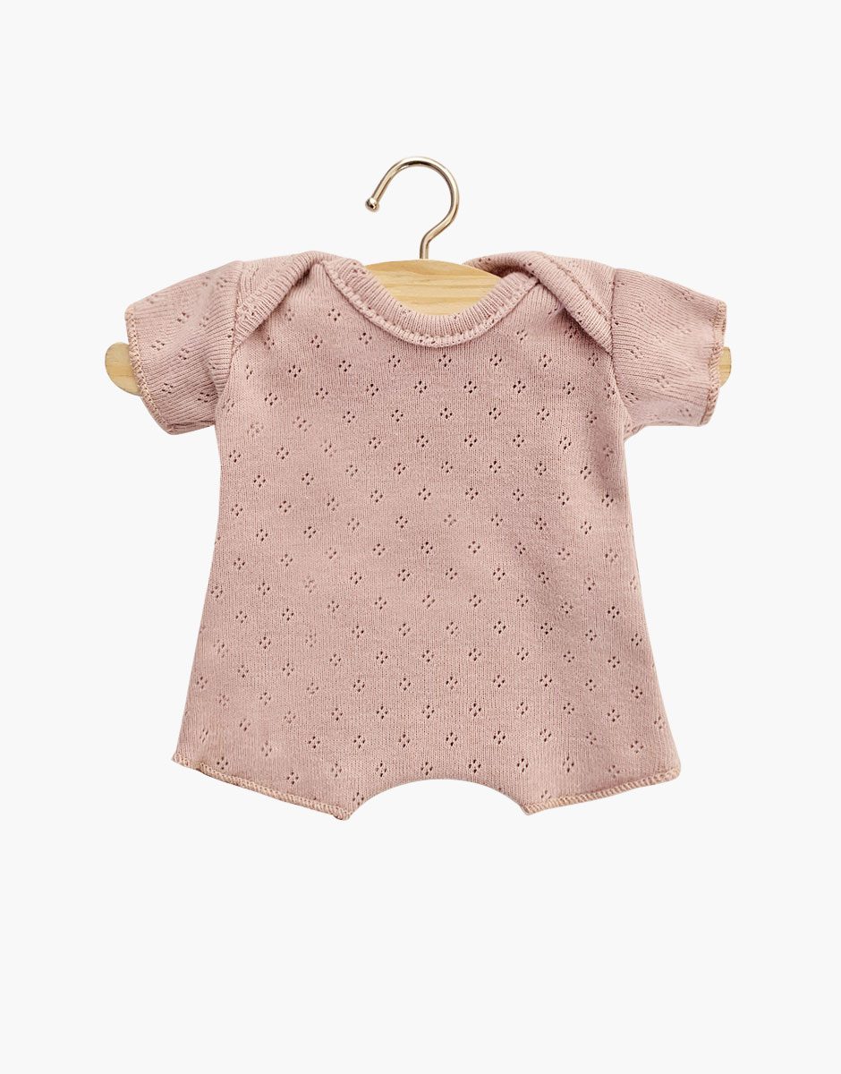 Babies – Body shorty en coton pointillé rose orchidée (emmanchure américaine)