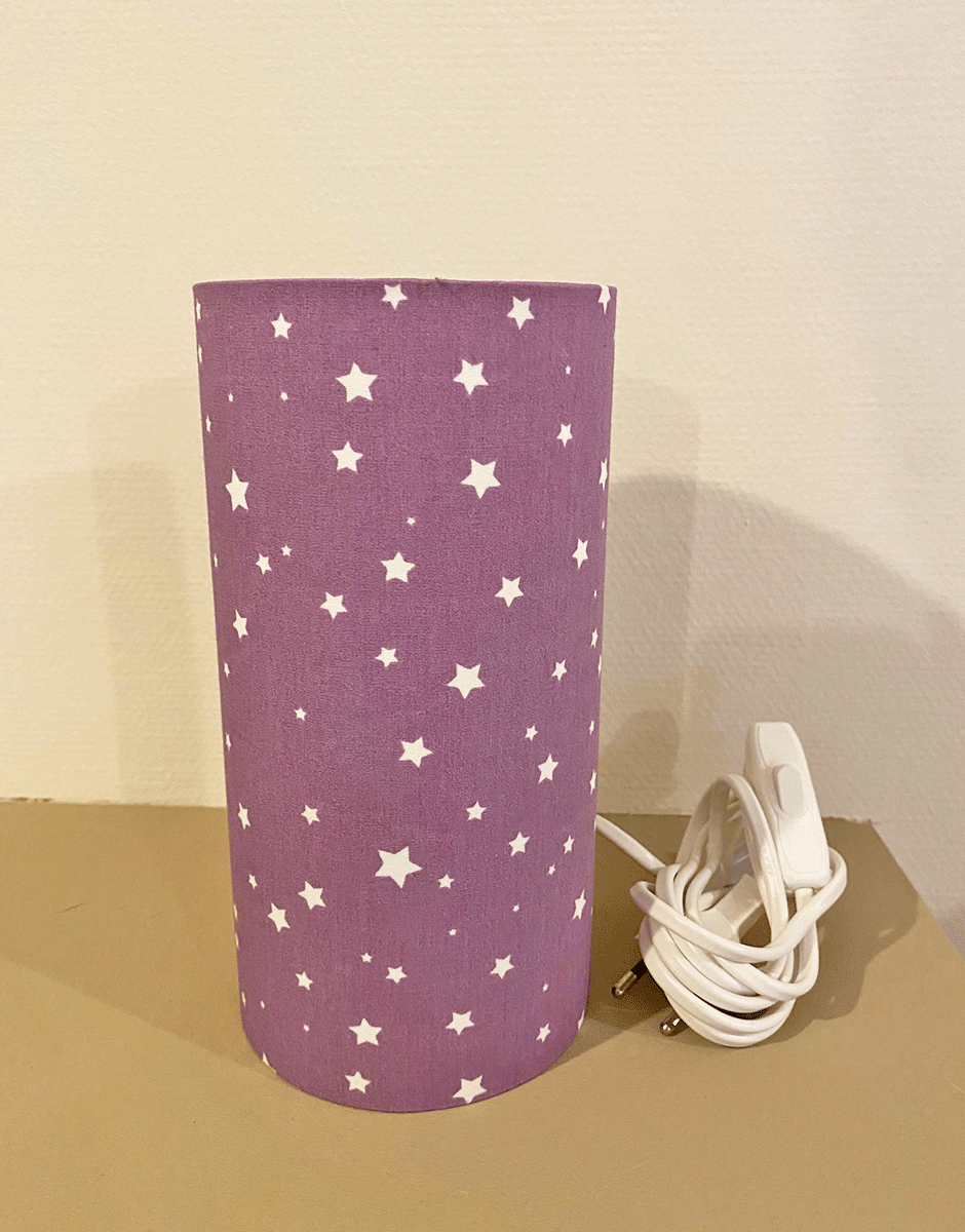 *Lampe de chevet pour enfant Petit modèle – Motif Purple Stars