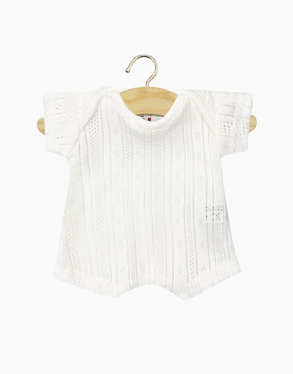 Babies – Body shorty en coton pointillé rayures blanc