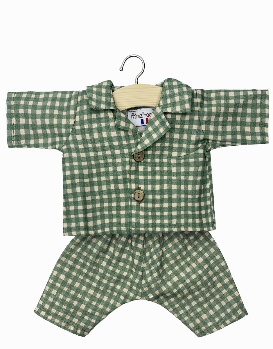 Pyjama Albert en coton Vichy vert
