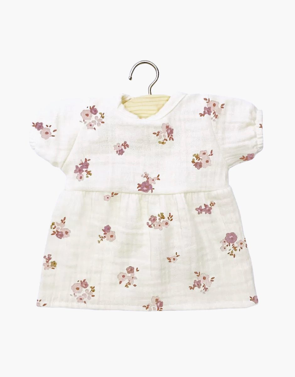Babies – Robe Faustine manches ballons en double gaze Petites fleurs roses