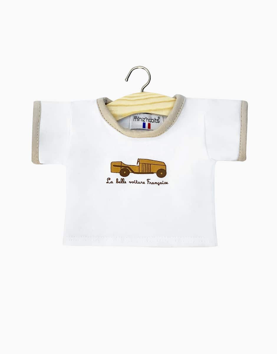 Minikane X Delage – T-shirt KAY en jersey blanc “La belle voiture française” Rétro