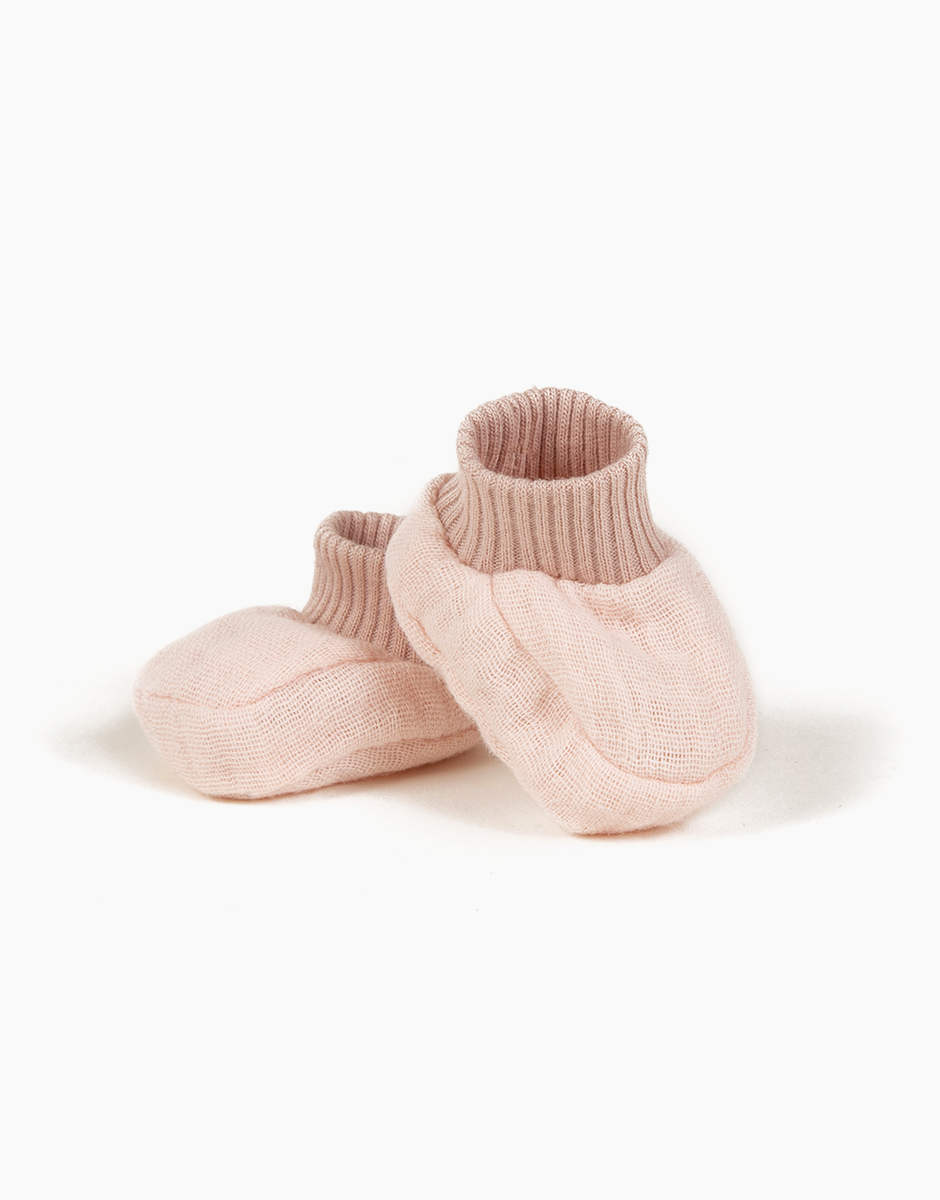Babies – Chaussons en double gaze rose tendre