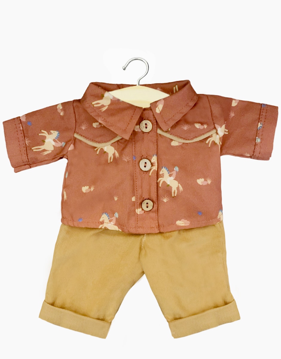 Babies – Ensemble salopette Antonin en milleraie camel et t-shirt en jersey écru