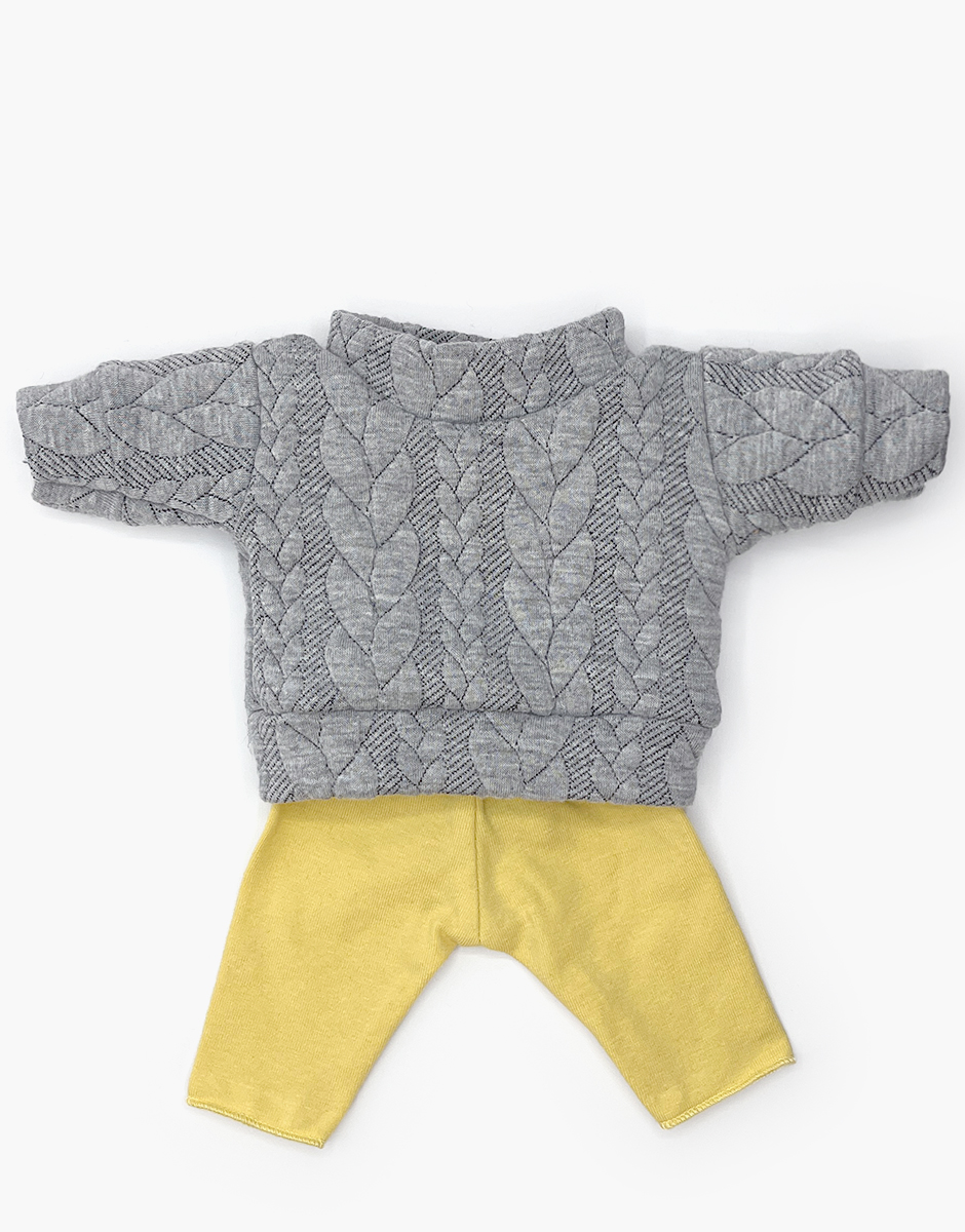 *Babies – Ensemble sweat Jérôme en molleton torsadé gris et legging en jersey vanille