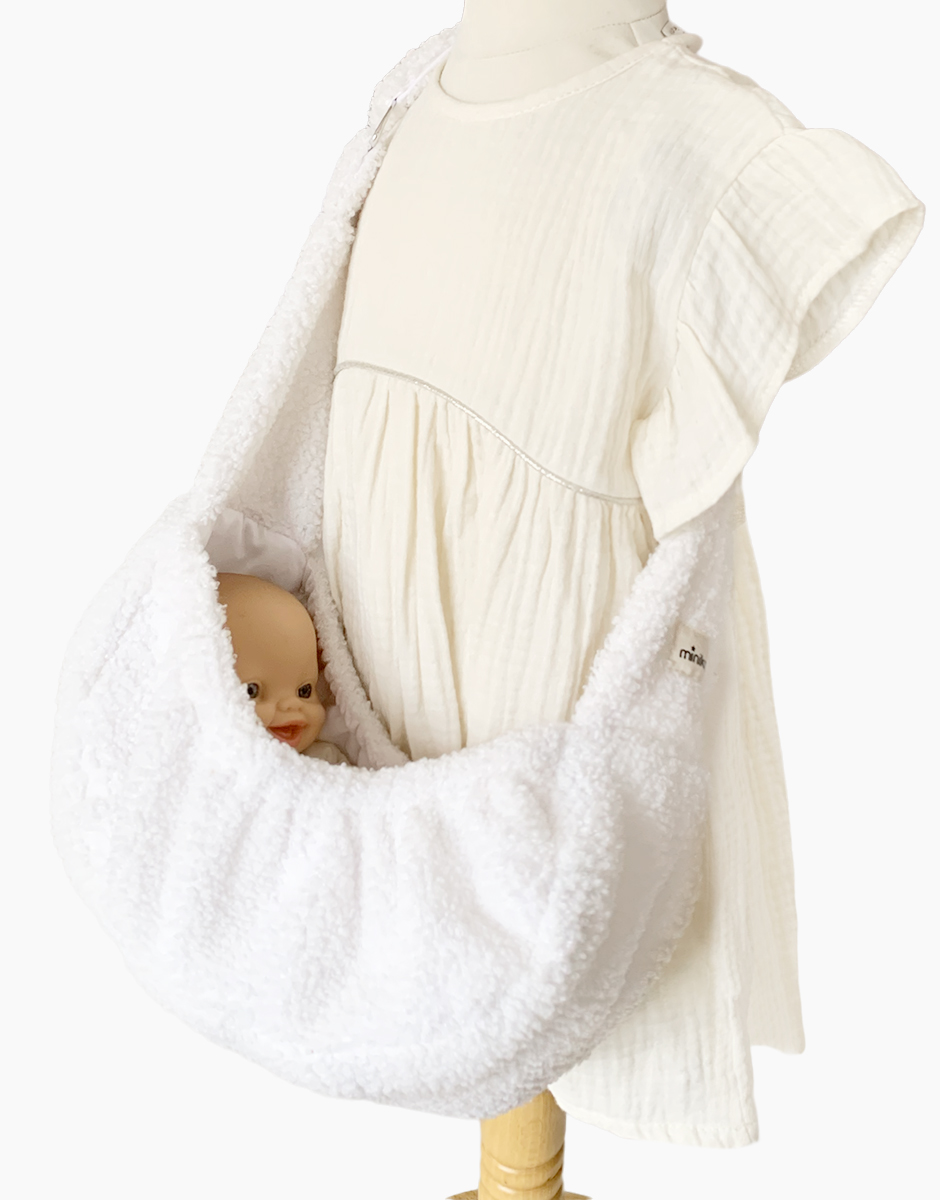 Babies – Porte poupée hamac en bouclette blanc