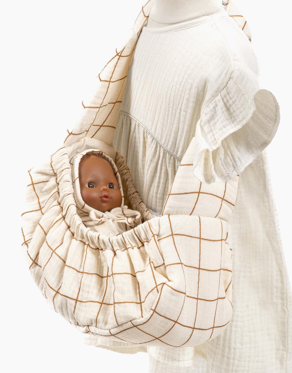 Babies – Porte poupée hamac en gaze de coton carreaux Aldo