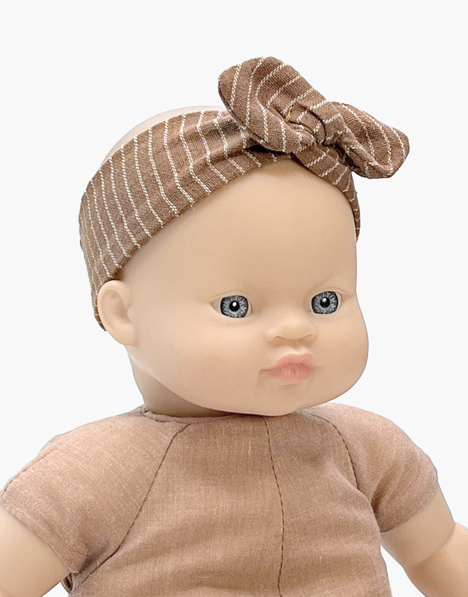 Babies – Headband à noeud rond en coton à rayures noisette
