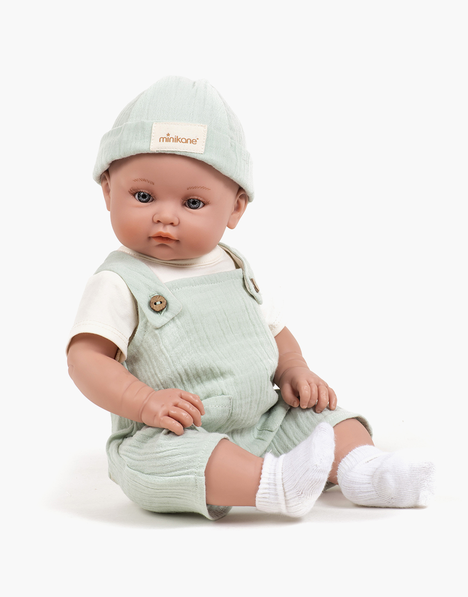 Bambinis – Bonnet Tico en gaze de coton vert pâle