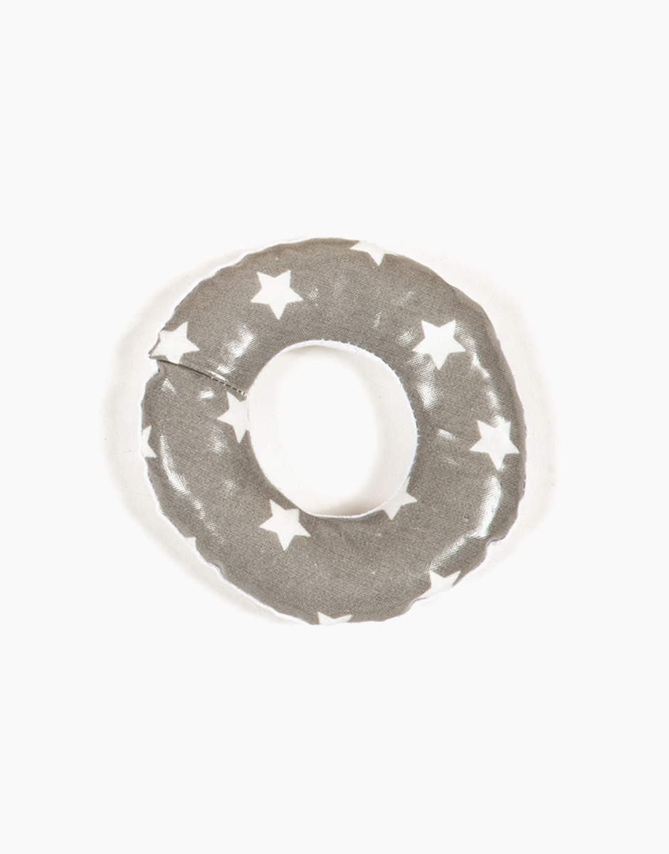 Accessoire bouée de plage "Donut" en coton enduit Grey star pour Minis poupées 17cm. MADE IN FRANCE.