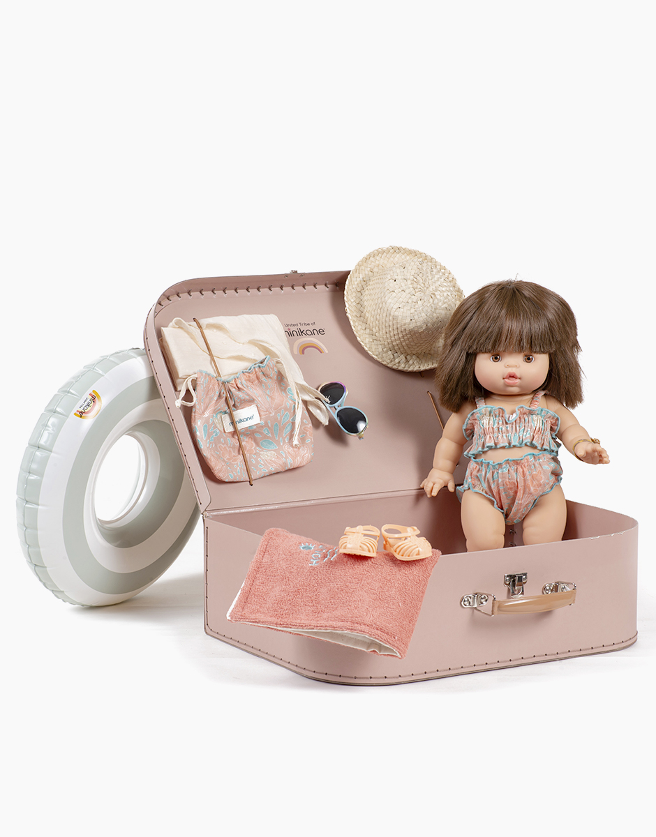 Ma Valise d’antan “Bord de mer” pour fille Aquarius avec poupée au choix