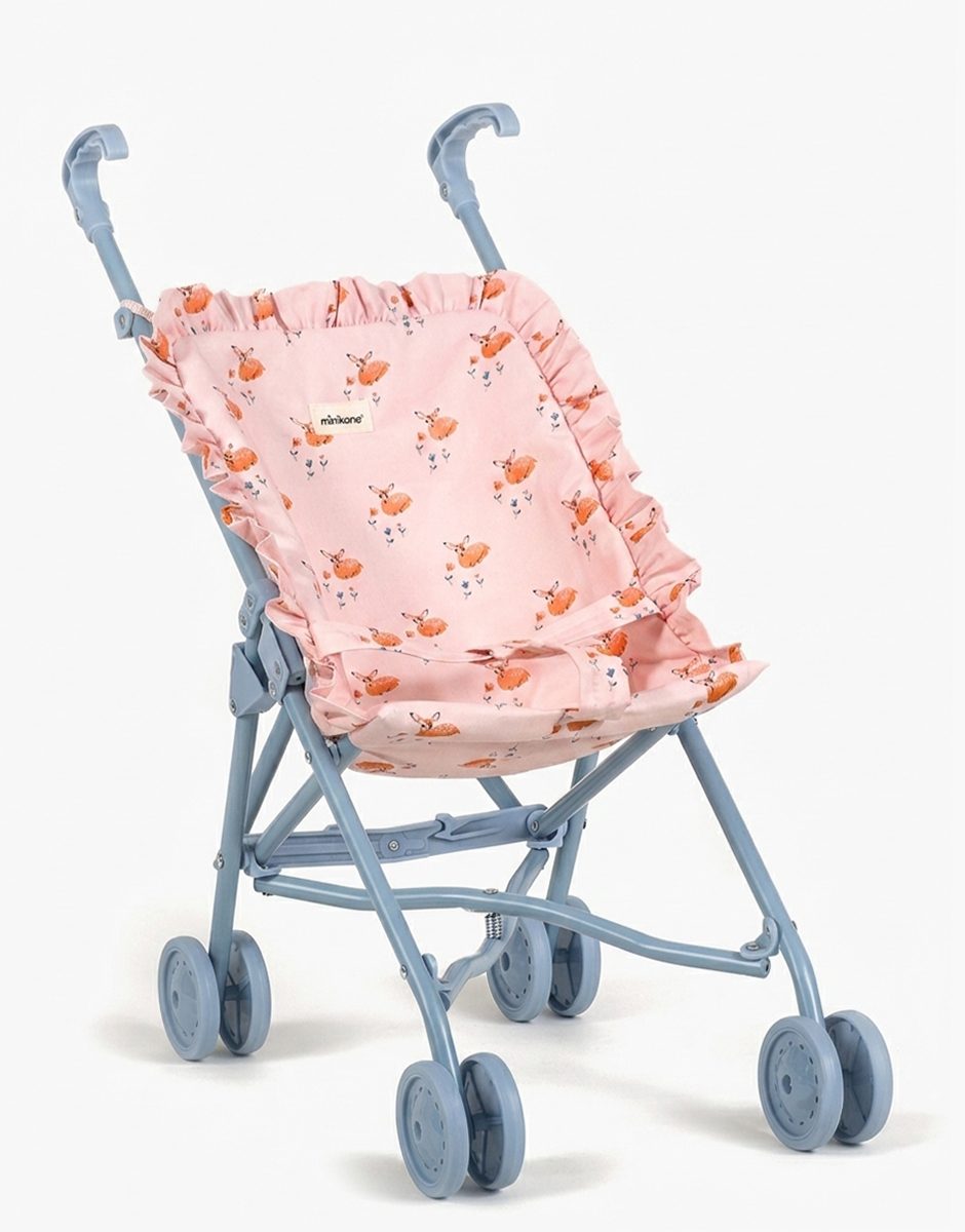 Poussette poupée à volants Sweet deer sur châssis bleu