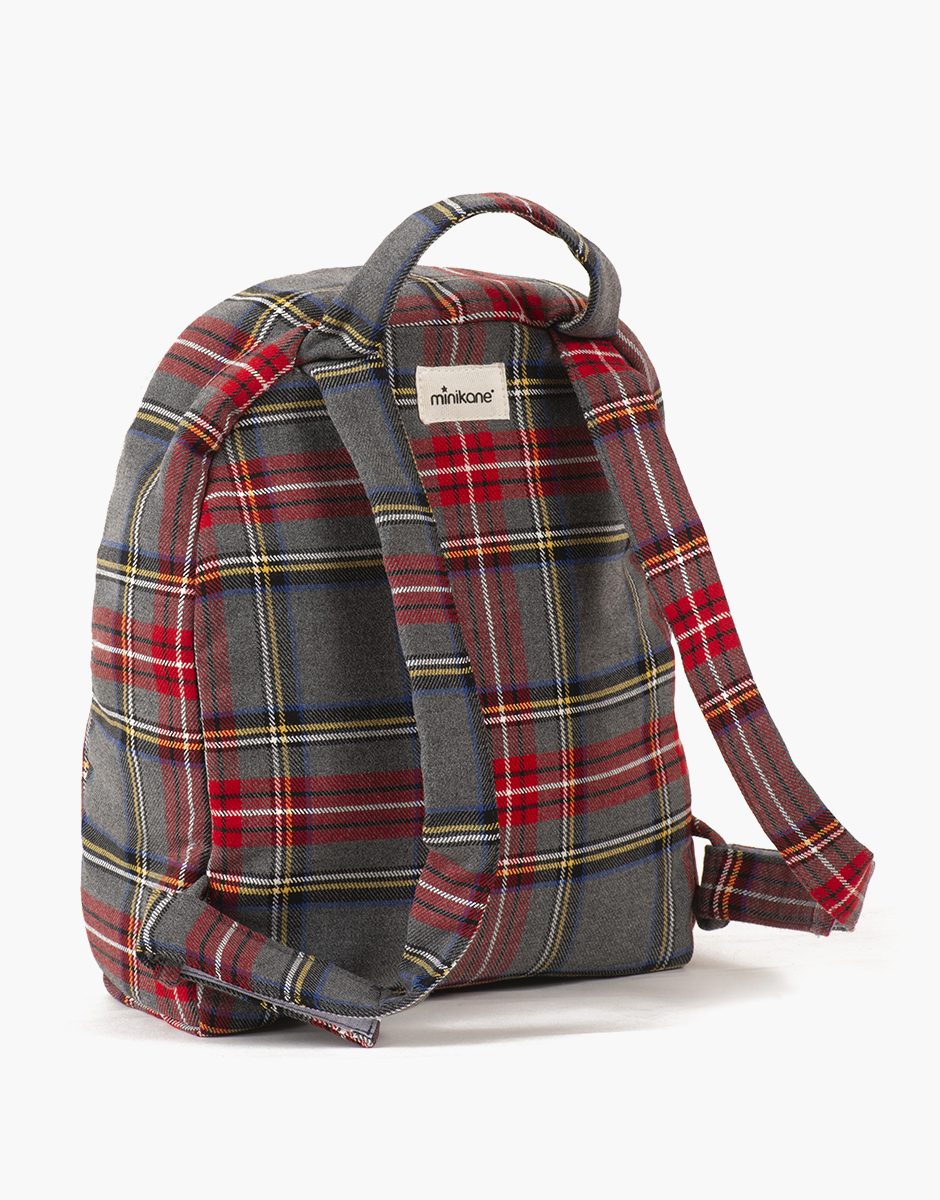Sac à dos Théo pour enfant à carreaux Tartan gris