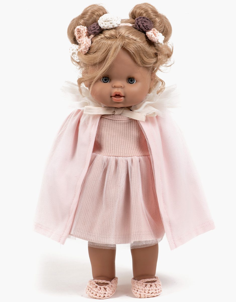 Cape de danseuse Oxana en jersey rose pâle et tulle écru