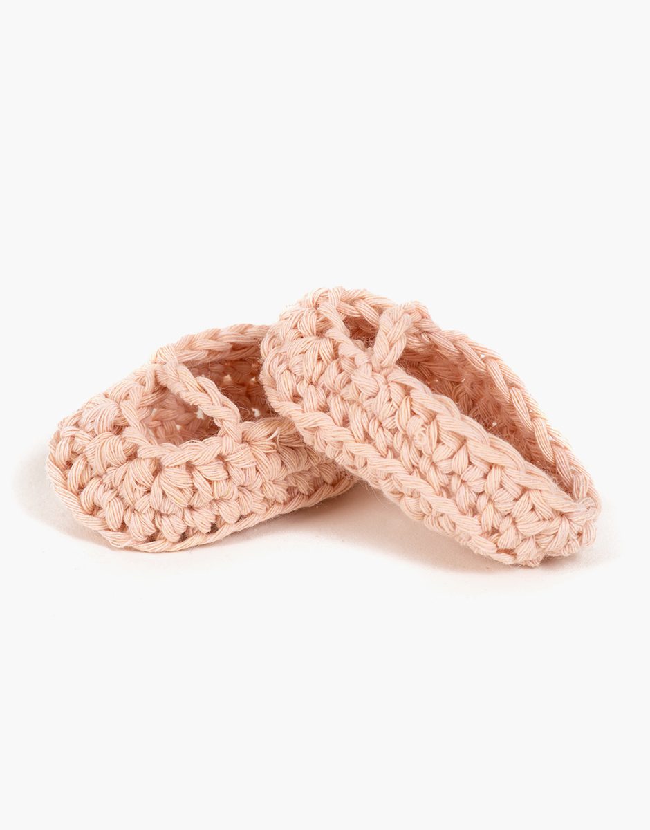 Chaussons ballerines en crochet rose nude faits main