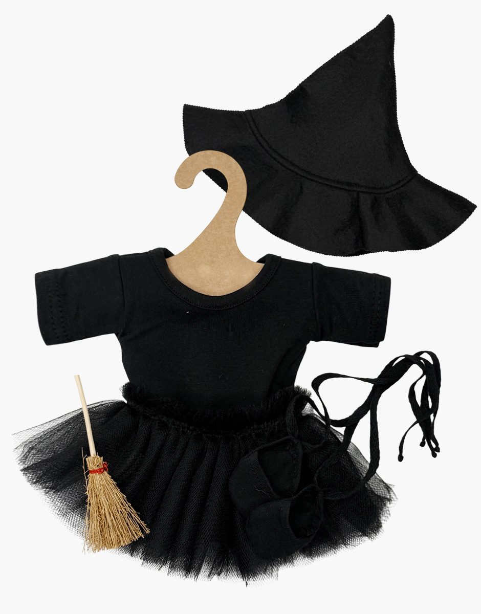 Costume Halloween Pour Poupée 45,7 Cm - Robe Sorcière, Chapeau, Sac Citrouille - Pour Déguisement, Jeu - Noir/orange