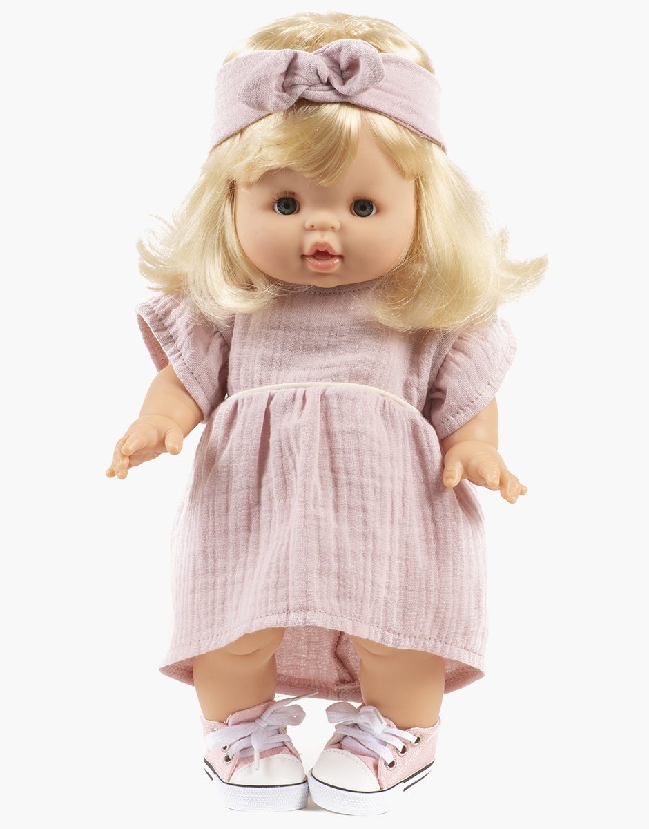 Robe Daisy et son headband à noeud rond en gaze de coton rose orchidée