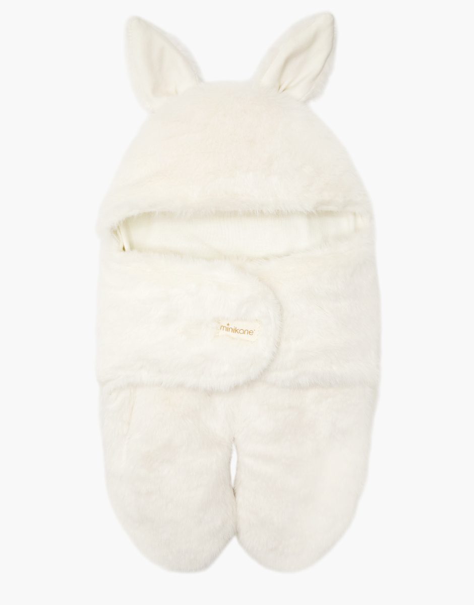 Chancelière poussette poupée Jeannot en fausse fourrure écru