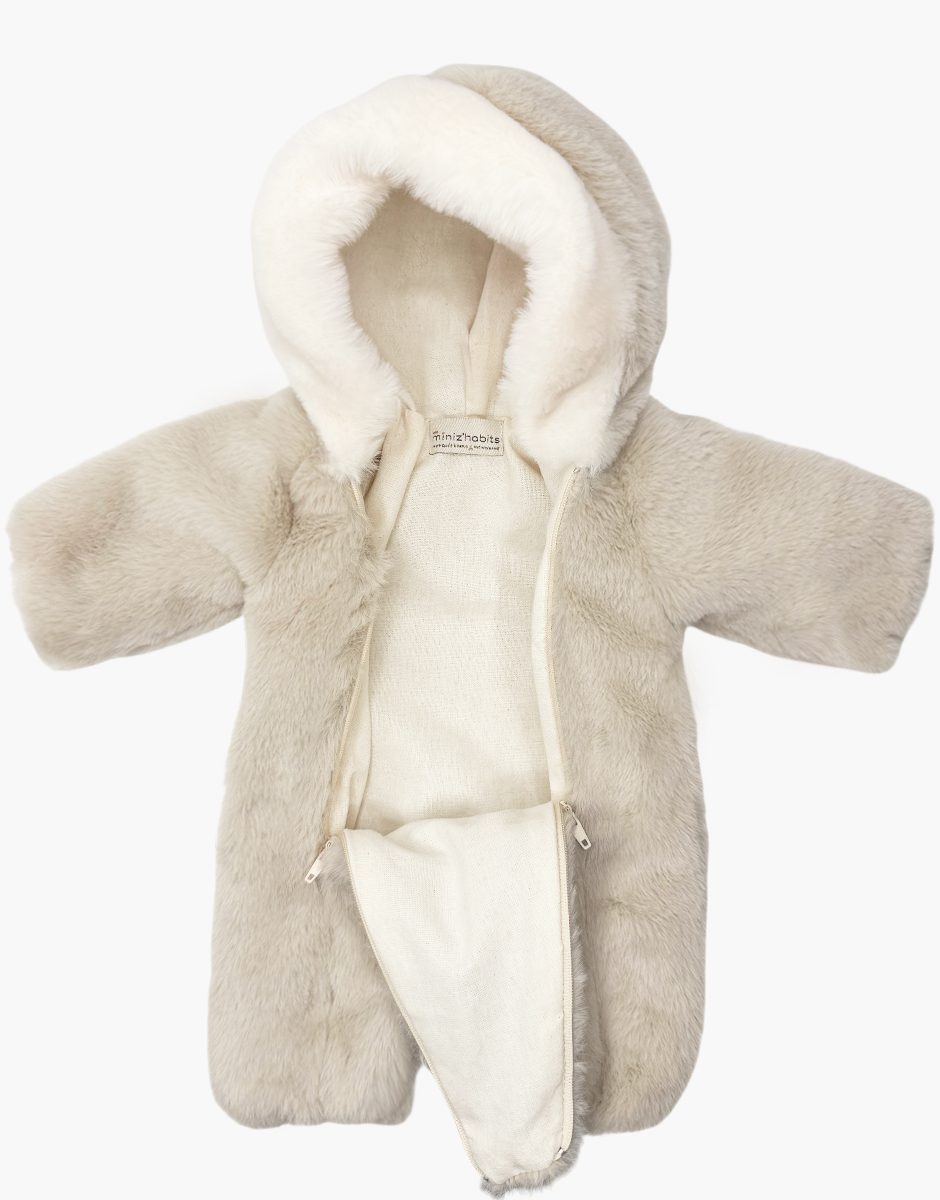 Bambinis - Combinaison de ski Carlota en fausse fourrure beige