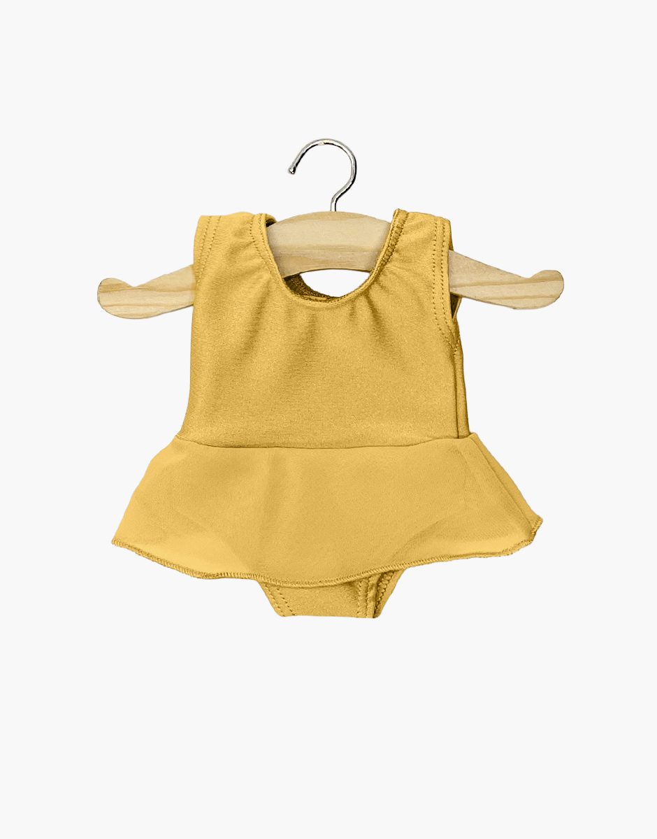 Justaucorps à volants Ludmila en lycra et mousseline gold