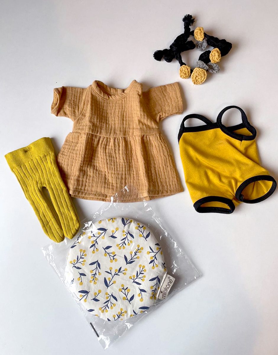 *Lot de vêtements GORDIS avec robe Faustine manches longues en gaze de coton camel