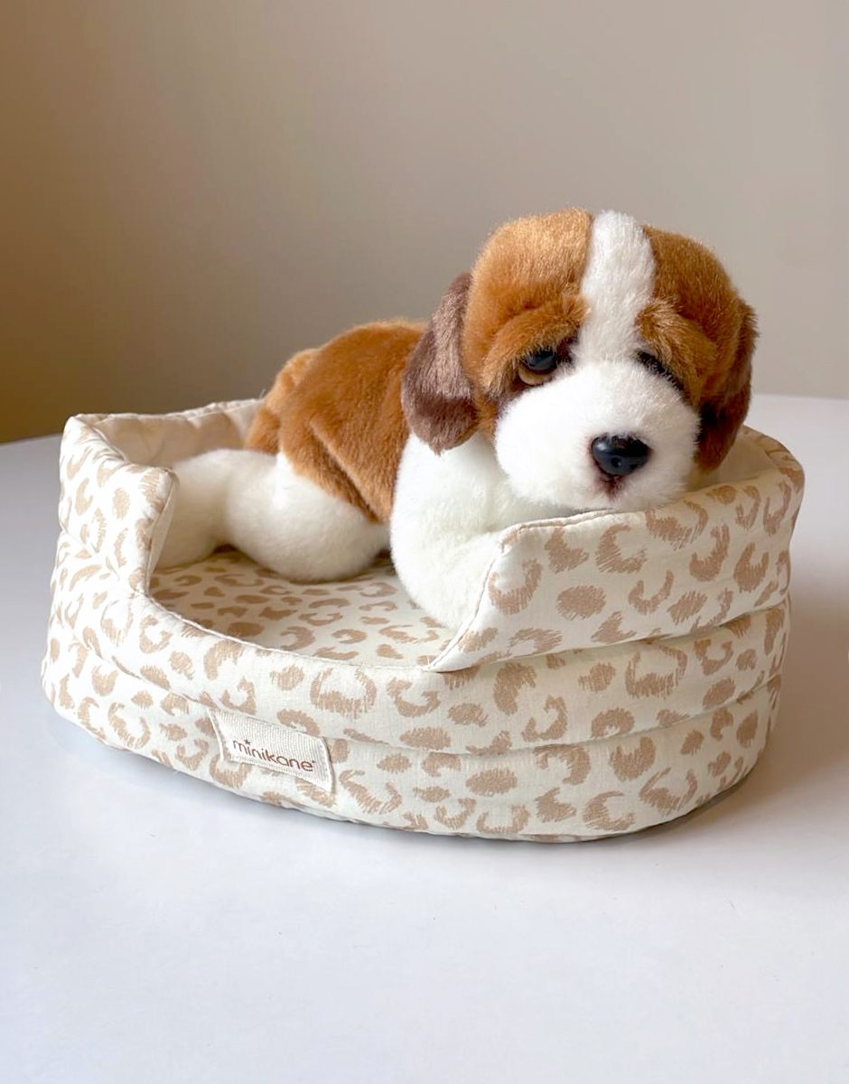 *Peluche de chien 21cm avec panier ouatiné en coton Féline