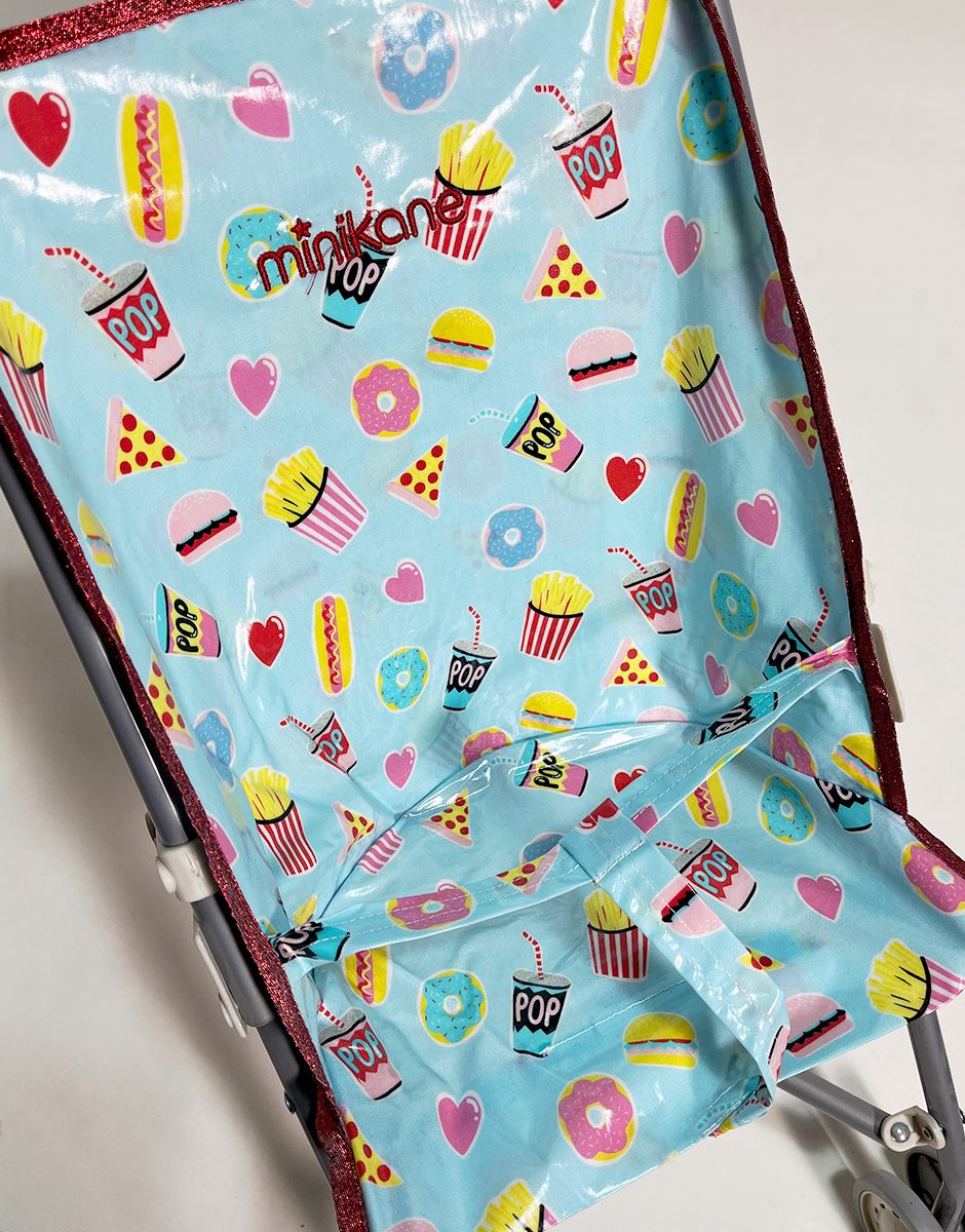 *Poussette poupée avec assise en coton enduit Gourmandises