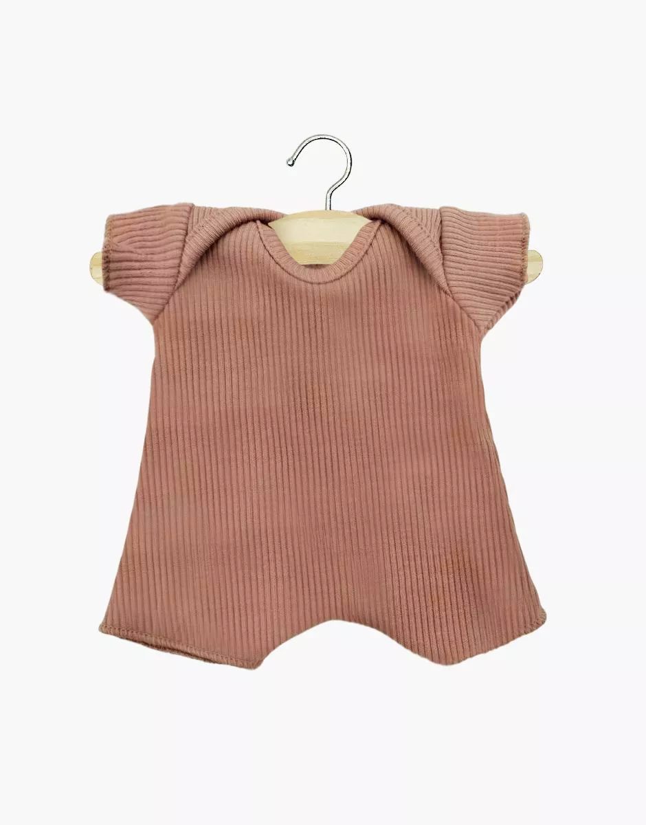 Babies - Body shorty en maille côtelée rose argile