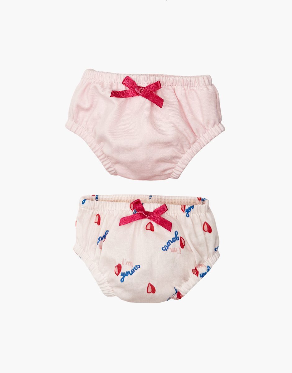 Lot de 2 culottes Charlotte en coton I'm yours / rose pâle