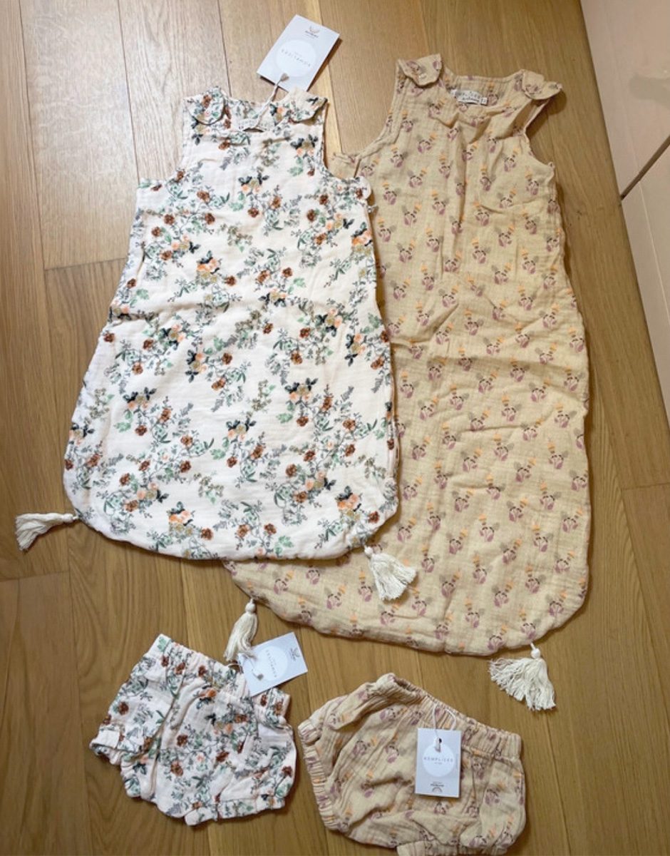 *Lot de 2 turbulettes pour enfants et leurs bloomers assortis en gaze de coton