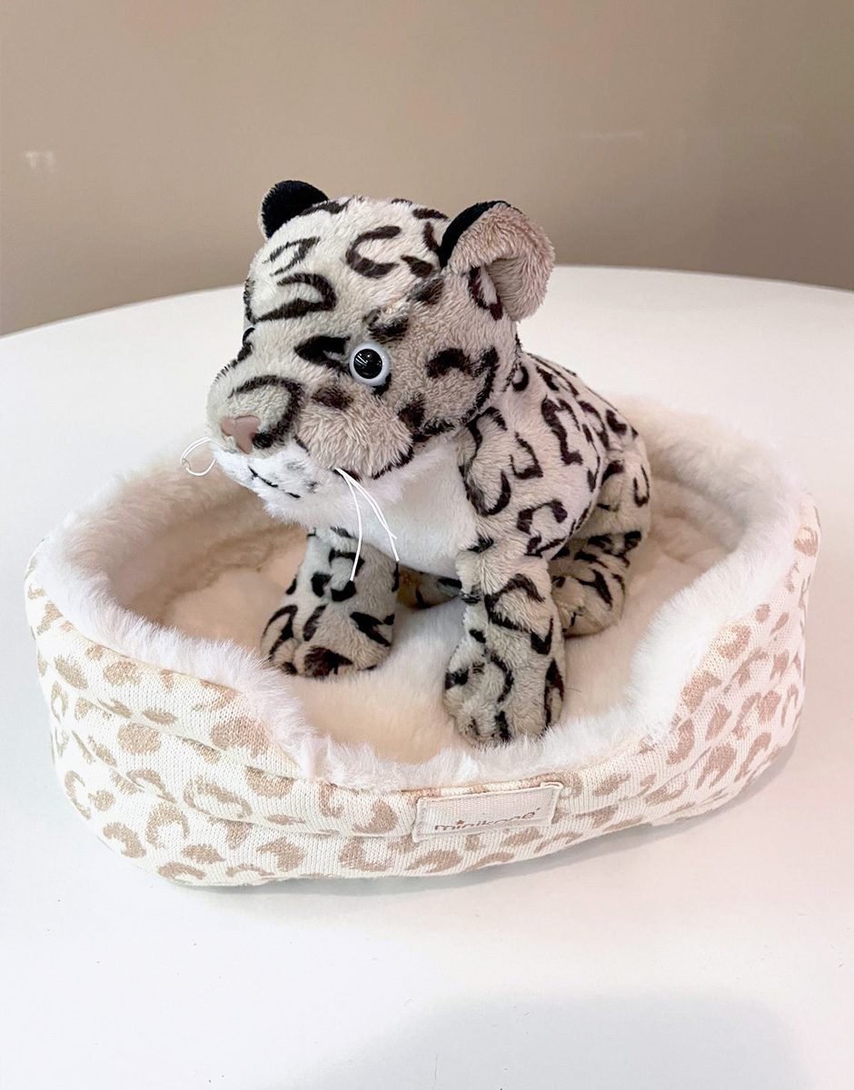 *Peluche de léopard Semo 17cm avec panier ouatiné en coton Féline