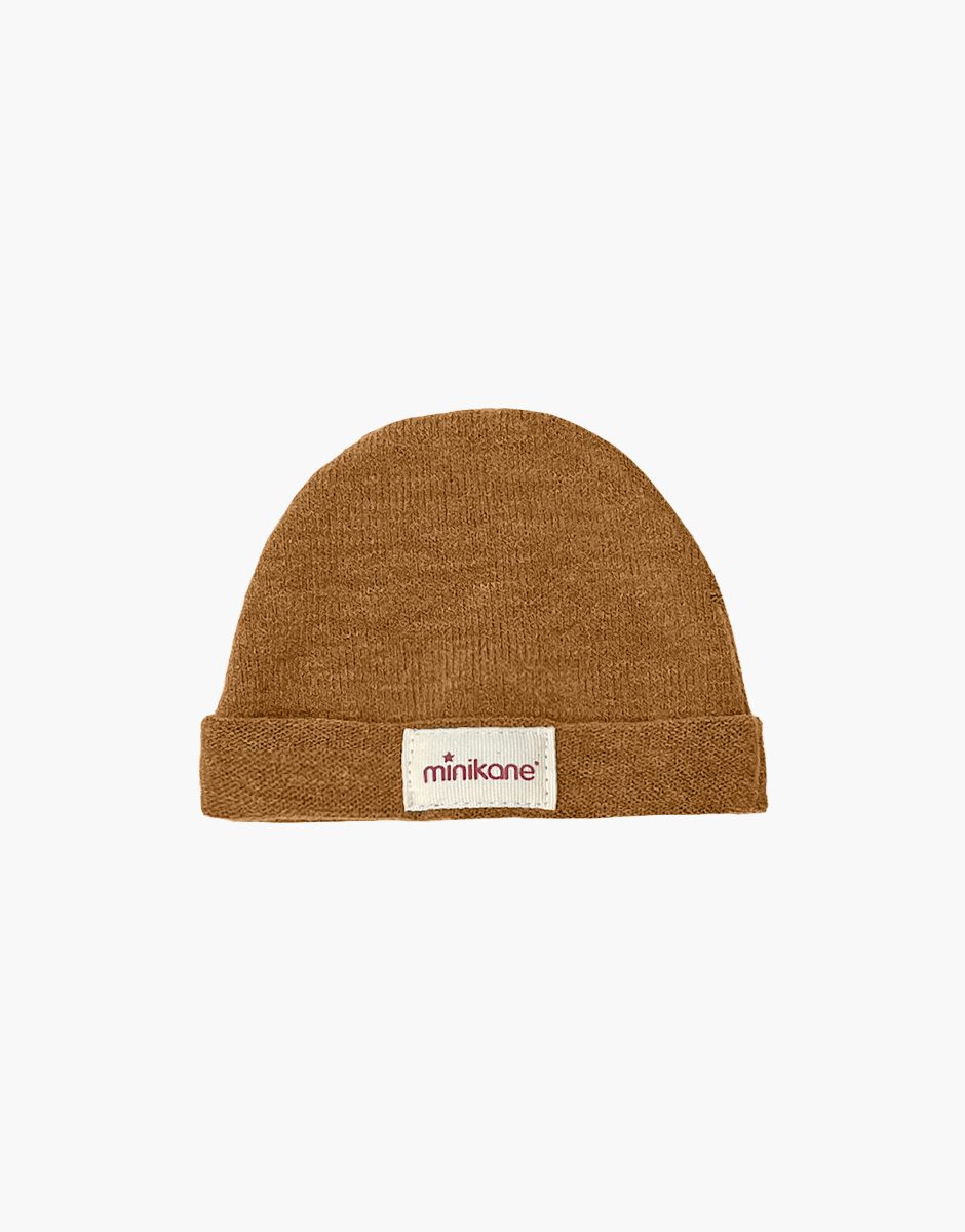 Bonnet Tico en tricot caramel