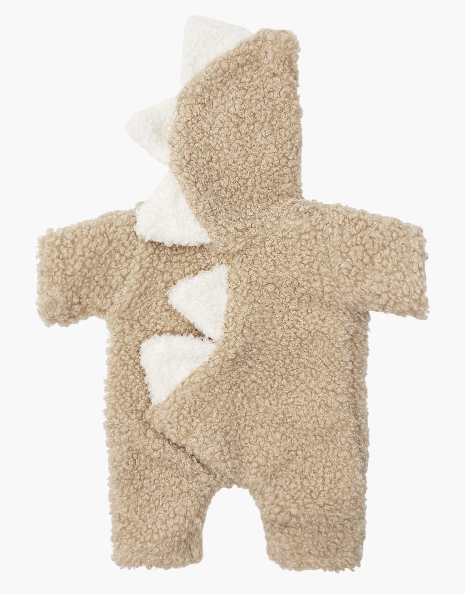Les P'tits Déguiz' Babies - Combinaison Dino en bouclette beige et ses chaussons