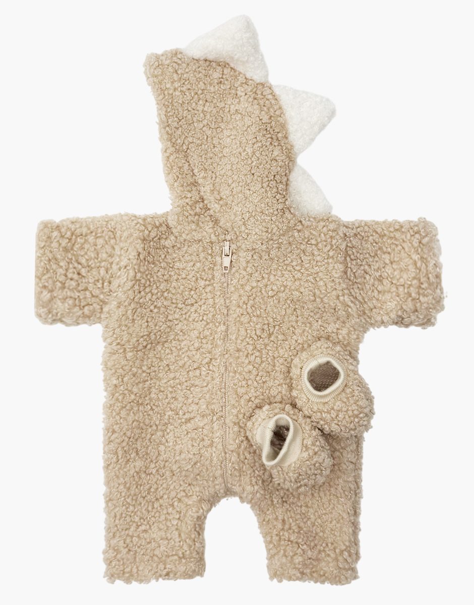 Les P'tits Déguiz' Babies - Combinaison Dino en bouclette beige et ses chaussons