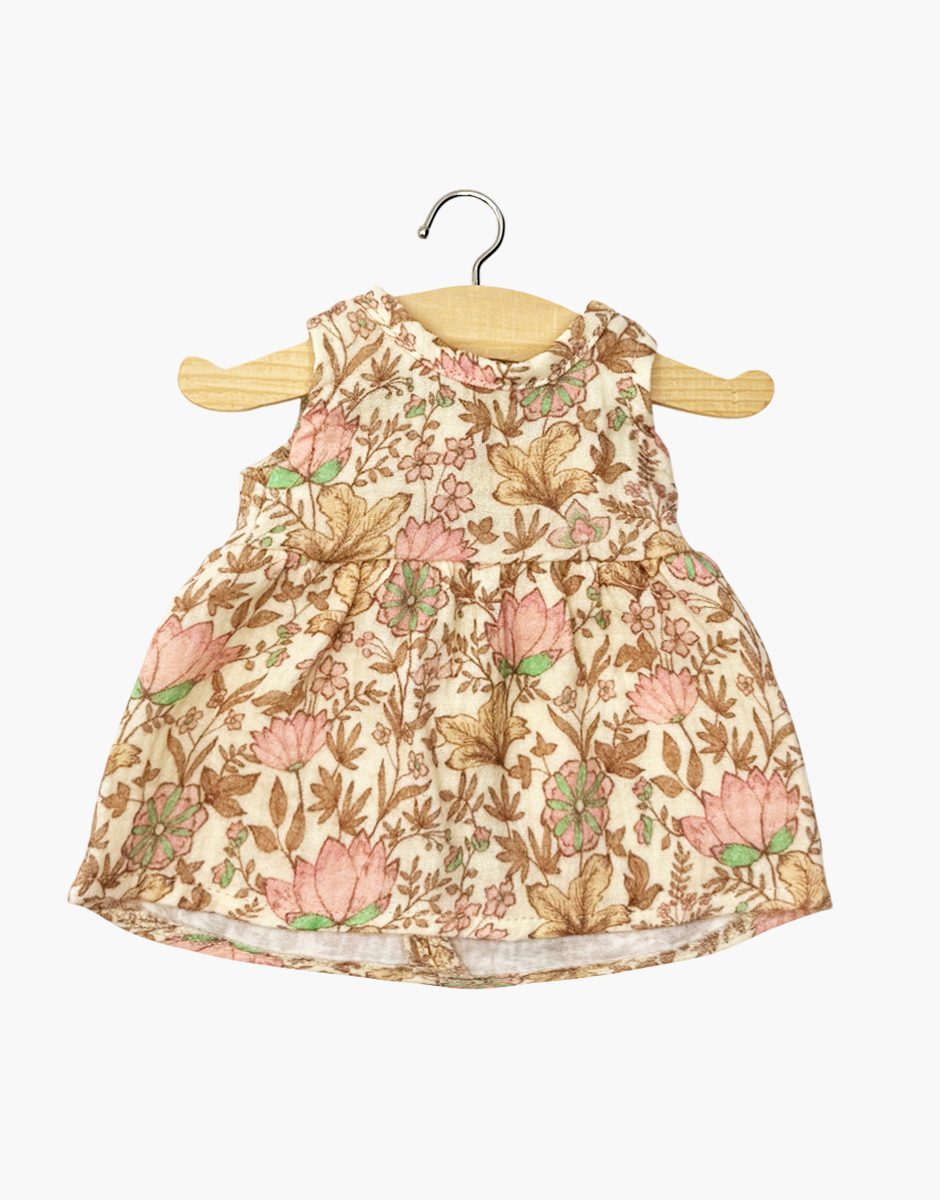 Robe Faustine sans manches en gaze de coton Indienne rosée