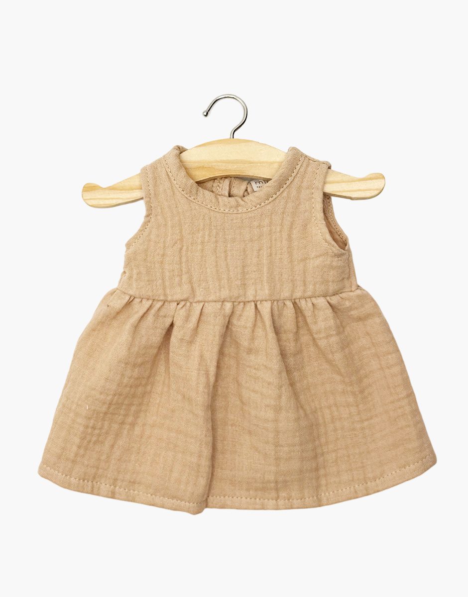 Robe Faustine sans manches en gaze de coton latté