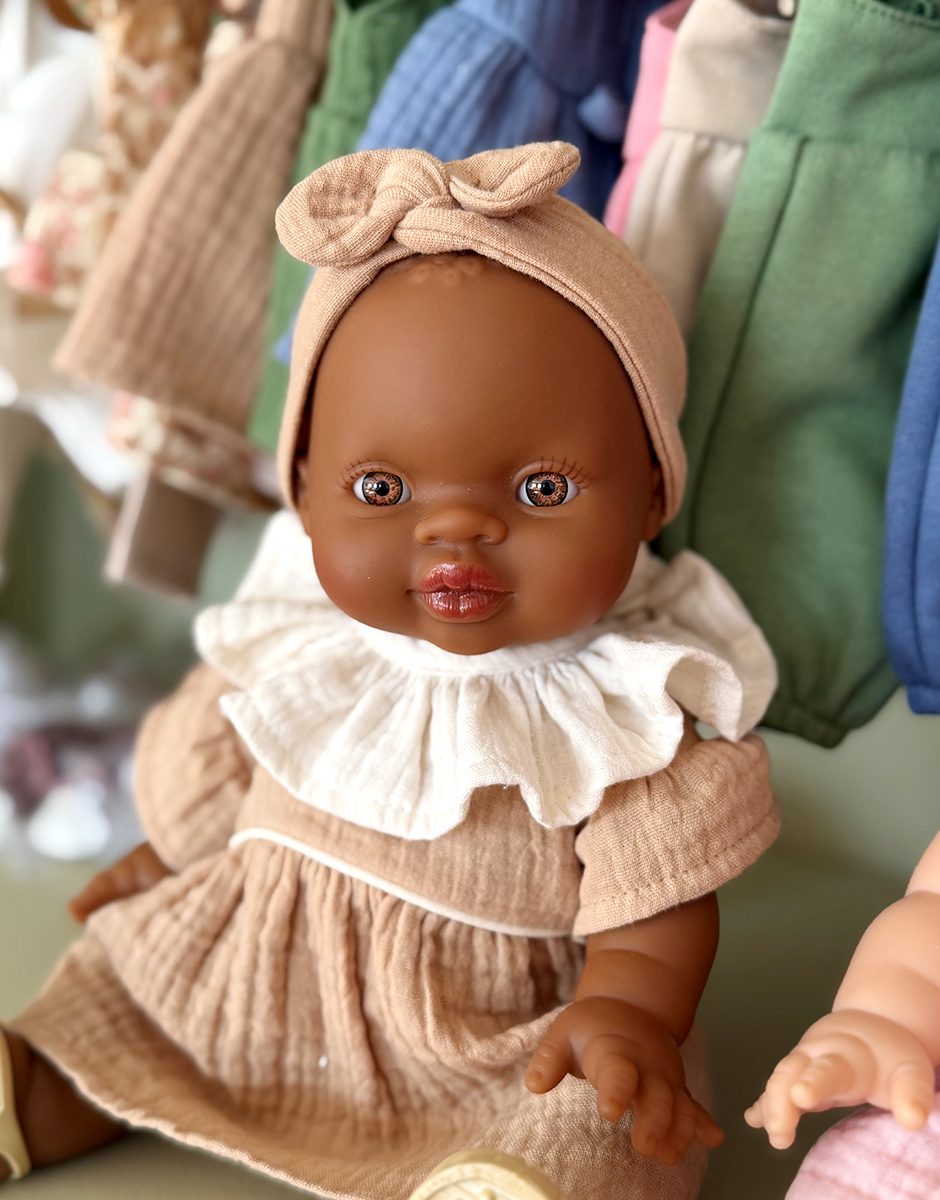 Lot de 2 collerettes gaze de coton écru / Gisèle pour poupées Minikane