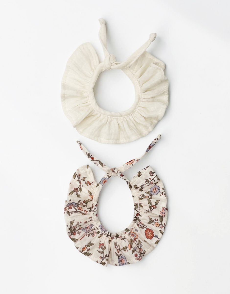 Lot de 2 collerettes gaze de coton écru / Gisèle pour poupées Minikane