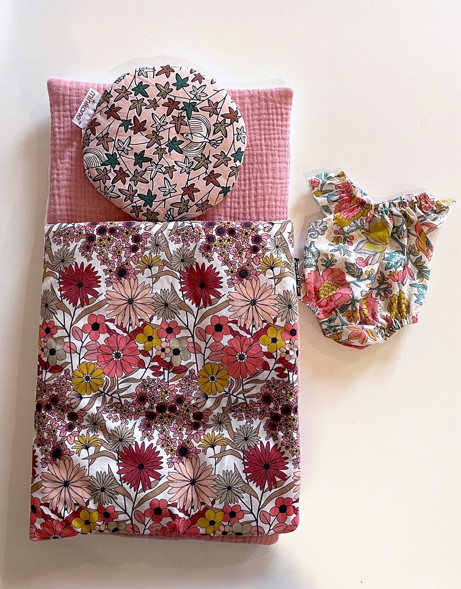 *Lot barboteuse GORDIS avec matelas Minikane X Smallable et oreiller rond Colomba.