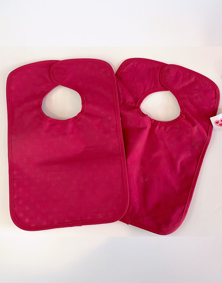 * Lot de 2 bavoirs pour enfants avec recto en coton enduit carreaux Elmer / pois blancs