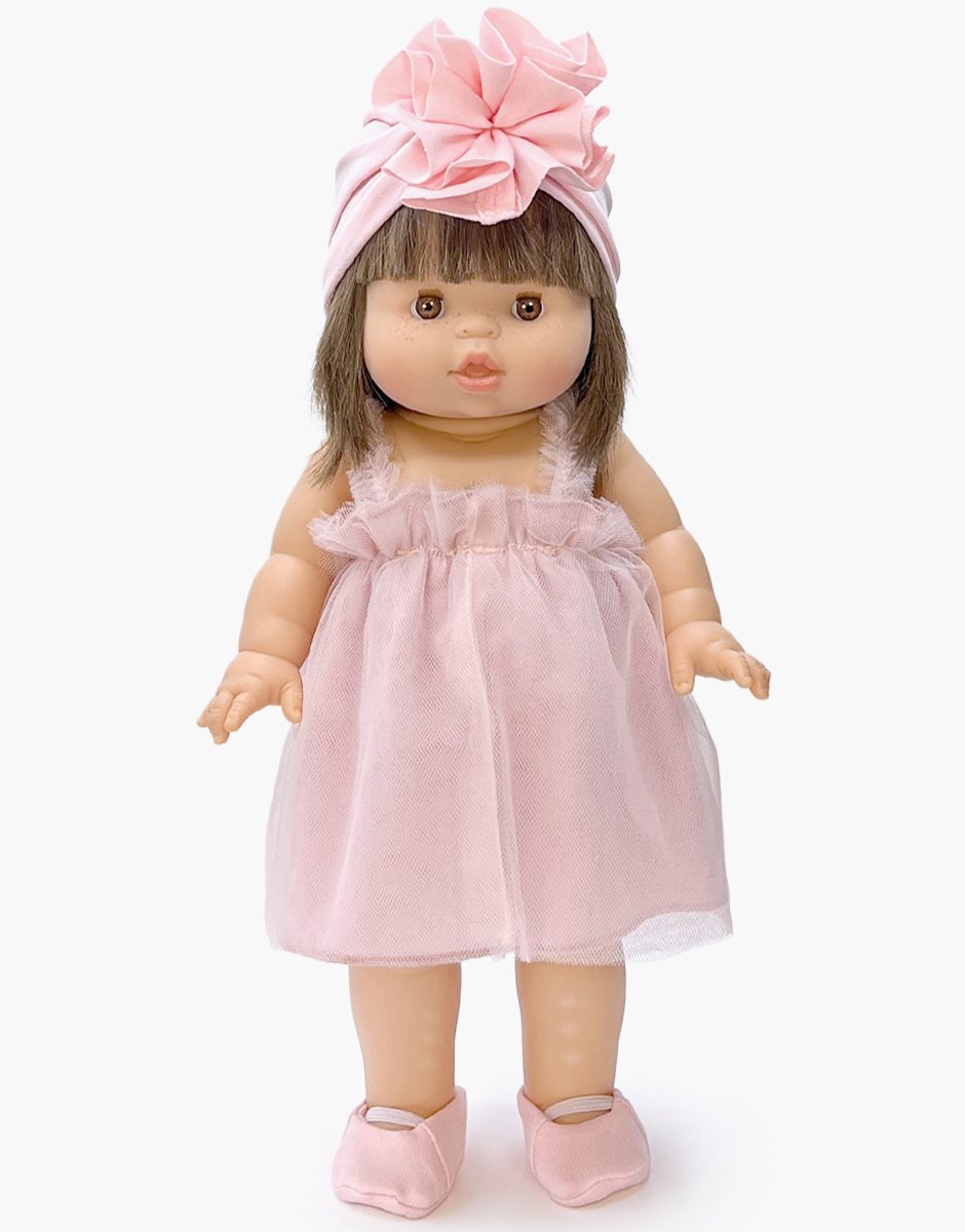 Turban fleur en jersey rose pâle