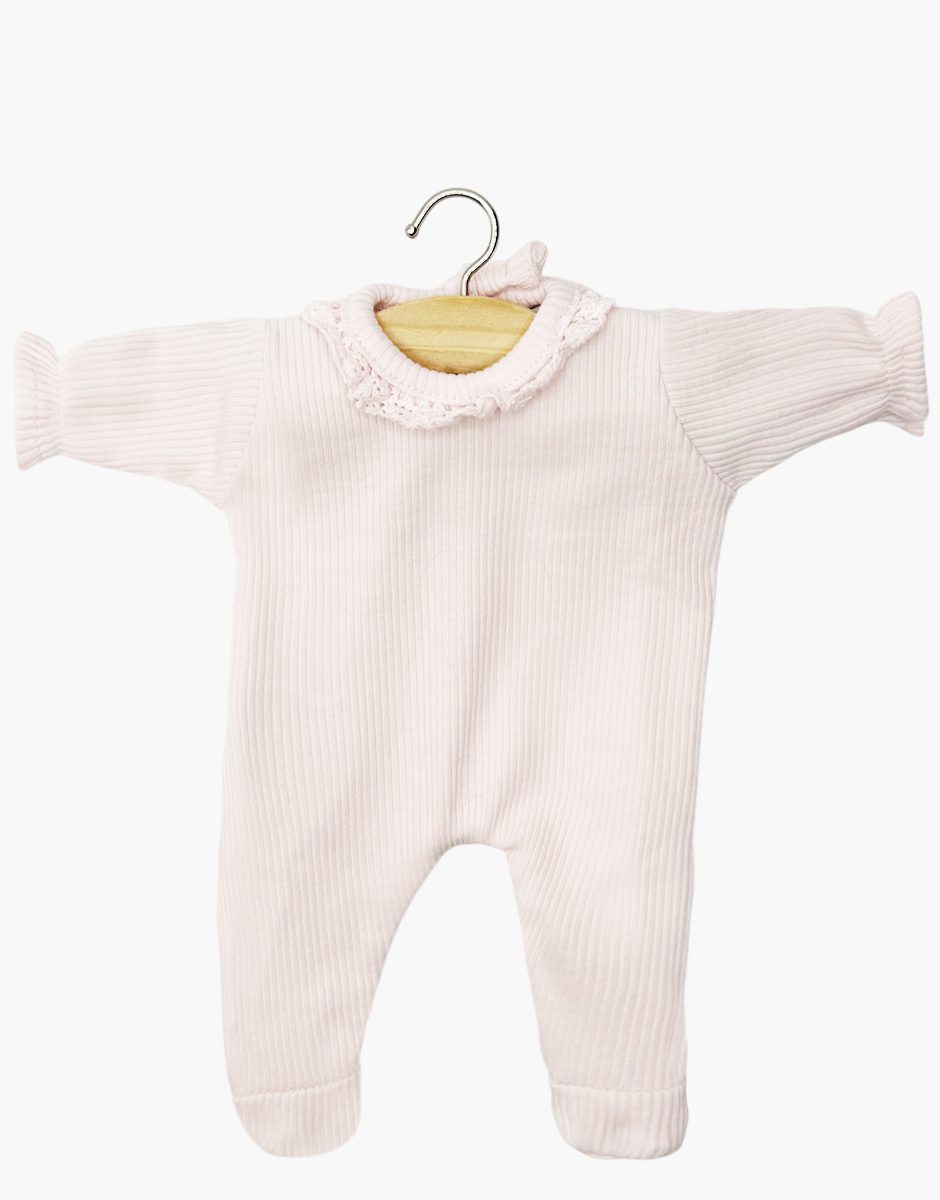 Babies - Dors bien Camille en maille côtelée rose pastel avec dentelle