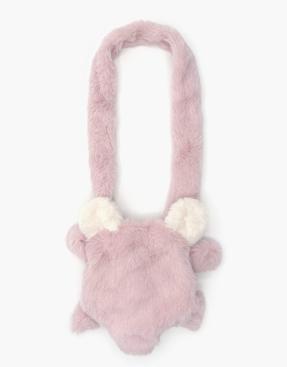 Porte poupée Peluche en fausse fourrure rose